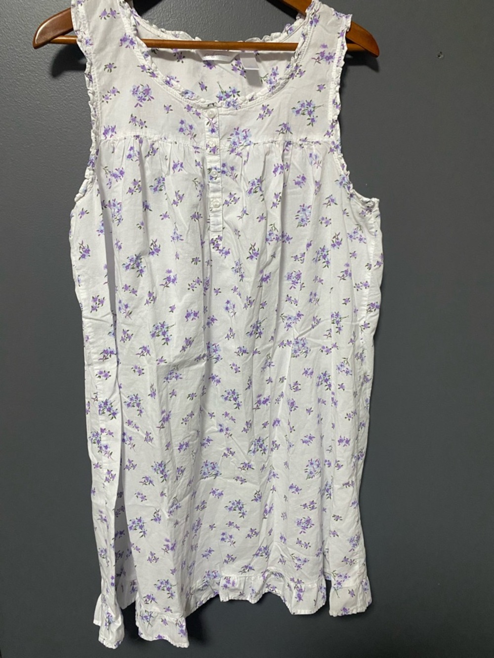Adonna White Nightdress with Lavender Floral Print